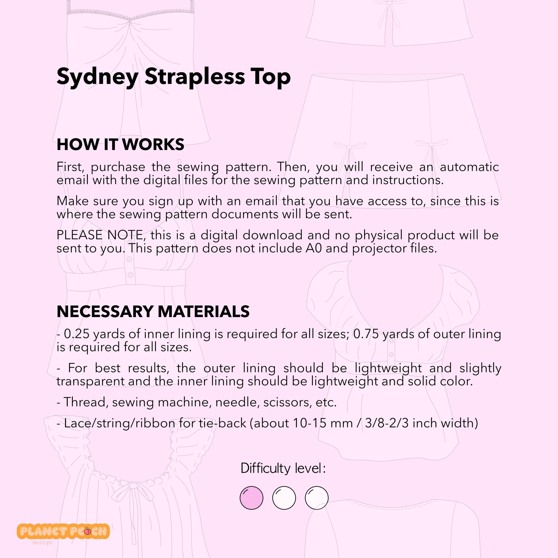 Strapless Tie Front Cami Top Sewing Pattern | Sydney Top